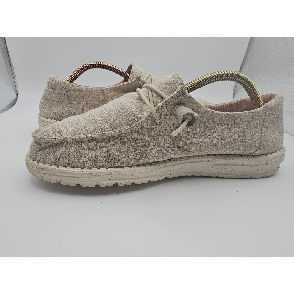 Hey Dude Wendy Funk Chambray White Abstract Women's Shoes Size 7
